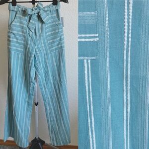 O’Neill Wide Leg Striped Trouser Pants Tie Belt